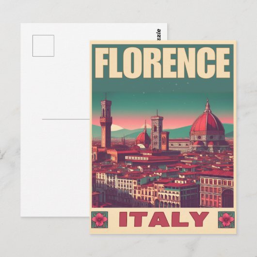 Retro Florence, Firenze Italië reisgeschenken Briefkaart (Voorkant / Achterkant)