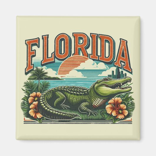 Retro Florida Alligator Magneet (Voorkant)