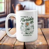 Retro Florida Alligator Palmbomen Zonsondergang Koffiemok