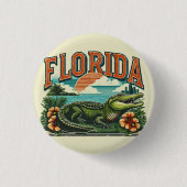 Retro Florida Alligator Ronde Button 3,2 Cm (Voorkant)