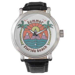 Retro Florida Beach Sunset Horloge