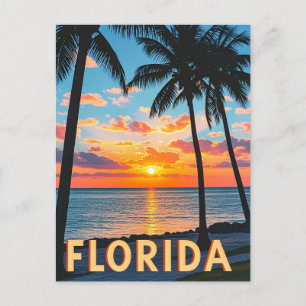 Retro Florida Coastal Scene: Palmbomen & Golden Briefkaart