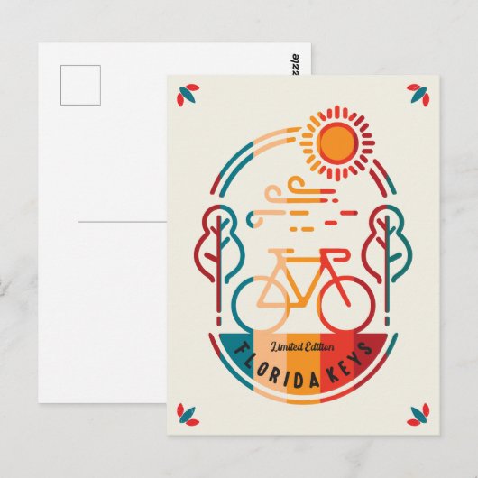Retro Florida Keys Fietsroute. Briefkaart (Voorkant / Achterkant)