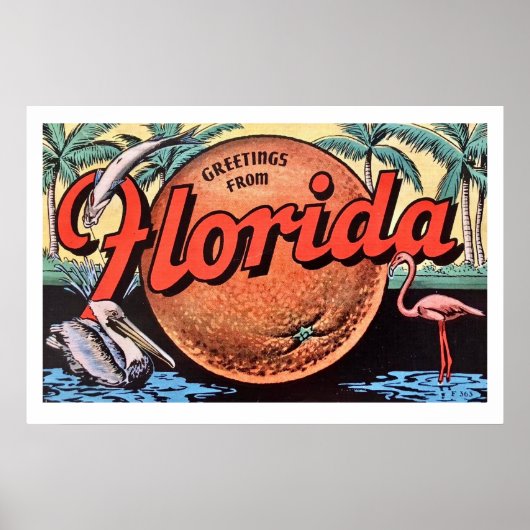 Retro Florida Oranje Poster Print (Voorkant)