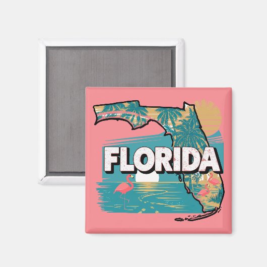 Retro Florida Silhouette Magneet (Voorkant / Achterkant)