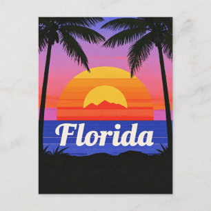 Retro Florida Sunset Vibes: een tropisch paradijs Briefkaart