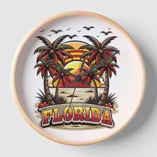 Retro Florida zonsondergang met palmbomen