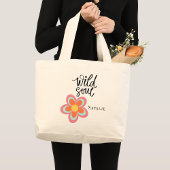 Retro Flower 1970s Eenvoudig Cool Chic Grote Tote Bag