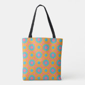 Retro Flower Checkerboard Yellow Blue Draagtas (Achterkant)