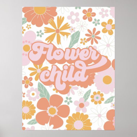 Retro Flower Child floral Poster (Voorkant)