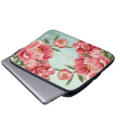 Retro Flower Chintz Peonies Persoonlijk Laptop Sleeve (Voorkant onderkant)
