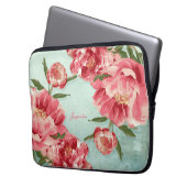 Retro Flower Chintz Peonies Persoonlijk Laptop Sleeve (Voorkant Links)