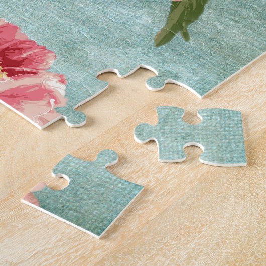 Retro Flower Chintz Peonies Persoonlijk Legpuzzel (Zijkant)