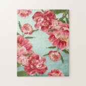 Retro Flower Chintz Peonies Persoonlijk Legpuzzel (Verticaal)