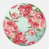 Retro Flower Chintz Peonies Persoonlijk Magneet (Voorkant)