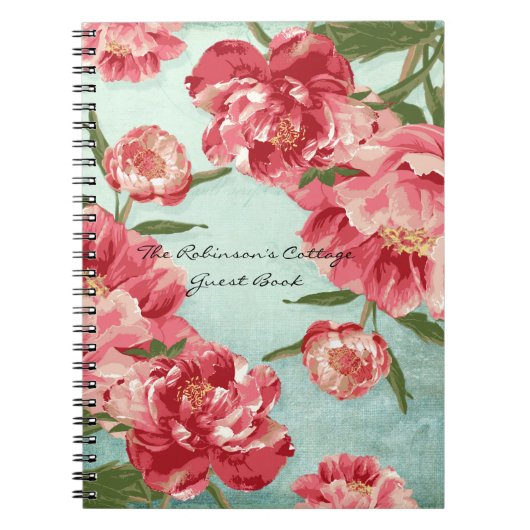 Retro Flower Chintz Peonies Persoonlijk Notitieboek (Voorkant)