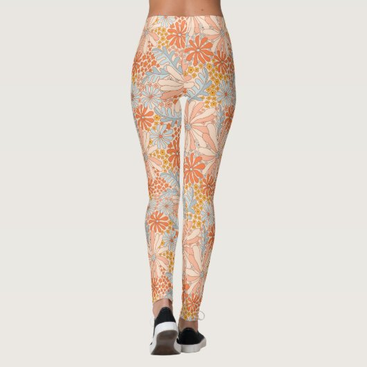 Retro Flower Garden Pattern Leggings (Achterkant)