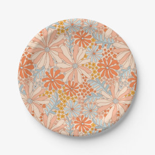 Retro Flower Garden Pattern Papieren Bordje