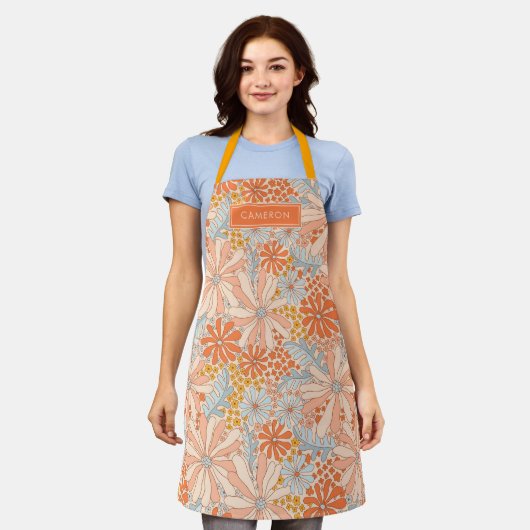 Retro Flower Garden Pattern Schort (Gedragen)