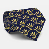 Retro Flower Gradient Gold Vector Pattern Navy Nec Stropdas (Opgerold)