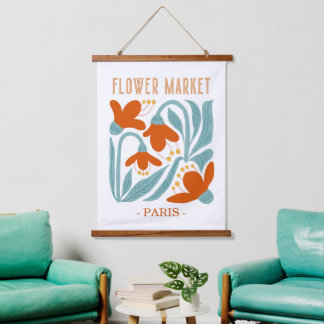 Retro Flower Market Paris Wall Tapestry Hangend Wandkleed