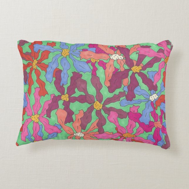 Retro Flower Pattern Boho Design Accent Kussen (Achterkant)
