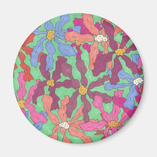 Retro Flower Pattern Boho Design Magneet (Voorkant)