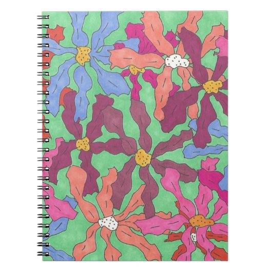 Retro Flower Pattern Boho Design Notitieboek (Voorkant)