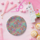 Retro Flower Pattern Boho Design Papieren Bordje (Feest)