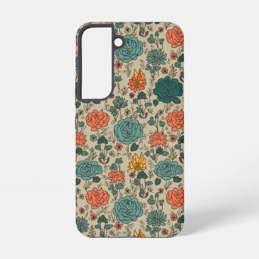 Retro Flower Pattern Galaxy S22 Hoesje Samsung Galaxy Hoesje (Achterkant)