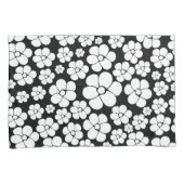 Retro Flower Pattern in White op Black Kussensloop (Voorkant-Rechts)