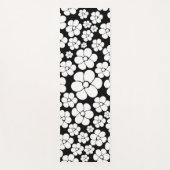 Retro Flower Pattern in White op Black Yogamat (Voorkant)