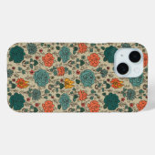 Retro Flower Pattern iPhone 15 Hoesje (Achterkant (horizontaal))