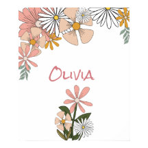 Retro Flower Poster voor Meisje Kamer