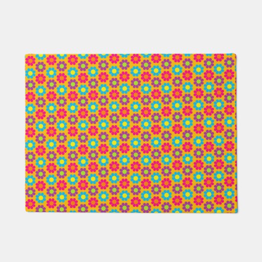 Retro Flower Power Deurmat (Voorkant)
