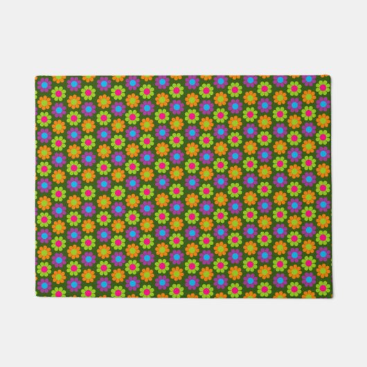 Retro Flower Power Deurmat (Voorkant)