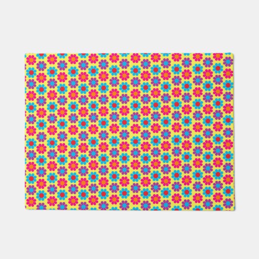 Retro Flower Power Deurmat (Voorkant)