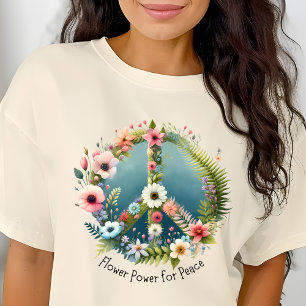  Retro "Flower Power for Peace" Vredesbord T-shirt