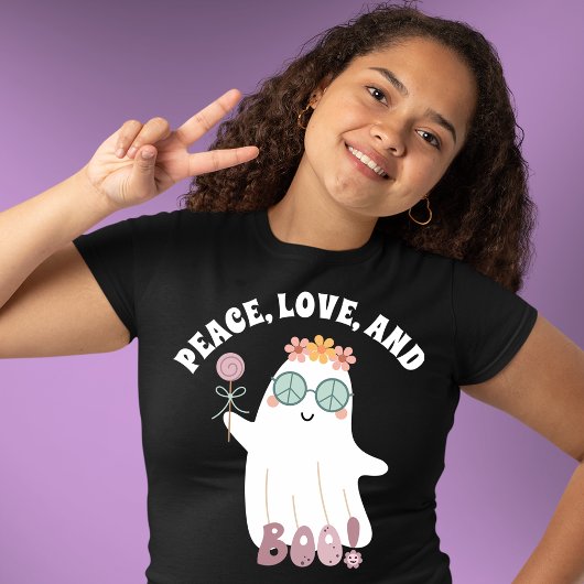 Retro Flower Power Ghost Halloween T-shirt