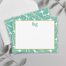 Retro Flower Power Kleurrijke Turquoise Monogram