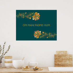 Retro Flower Power Ranken Rand 1 + uw tekst Poster