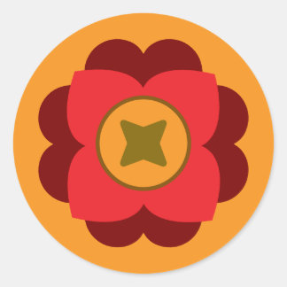 retro flower ronde sticker