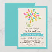 Retro Flower Volwassen Verjaardagsfeest Kaart (Voorkant / Achterkant)