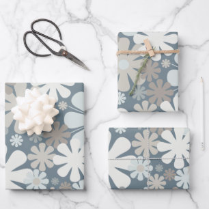 Retro Flowers 60s 70s Aesthetisch Floral Pattern Inpakpapier Vel