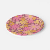 Retro Flowers 60s 70s Aesthetisch Floral Pattern Papieren Bordje (Gekanteld)