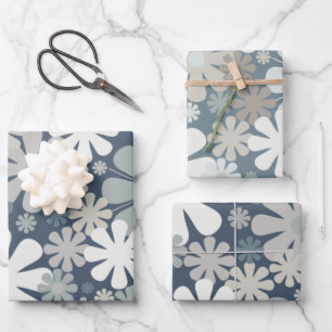 Retro Flowers 60s 70s Aesthetische Florale Patrone Inpakpapier Vel