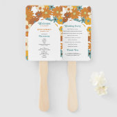 Retro Flowers 60's 70's Arch Wedding Program Handwaaier (Voorkant en achterkant)
