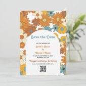 Retro Flowers 60's 70's Arch Wedding QR Code Save The Date (Staand voorkant)