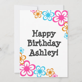 Retro Flowers Birthday Uitnodiging