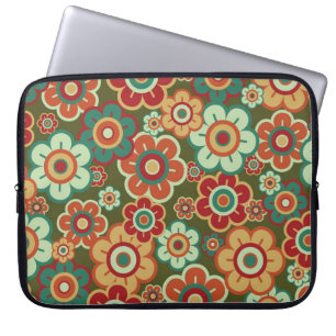 Retro Flowers Daisies Pattern Trendy Laptophoes Laptop Sleeve